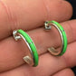 Native American Sterling Silver Green Gaspeite Earrings | 0.8" | 1412