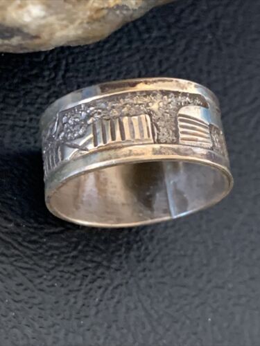 Native American Navajo Pueblo Ring | Stamped Sterling Silver | Sz 9.5 | 11981