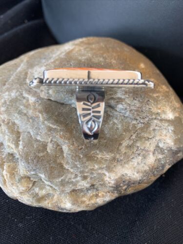 Native American Men's Navajo Spiny Oyster Ring | Sterling Silver | Sz 6.5 | 00999 - Masha USA