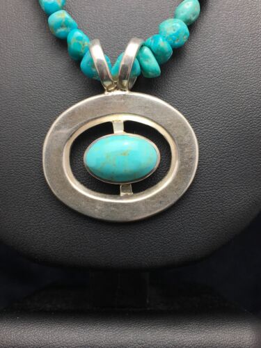 Native American Turquoise Nugget Necklace, Earrings & Bracelet Set | Sterling Silver | Handmade Navajo Jewelry | 3145 - Masha USA