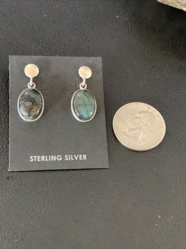 Navajo Labradorite Earrings | Sterling Silver | Authentic Native American Handmade | 13072