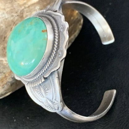 Native American Men's Green Royston Turquoise Cuff Bracelet | Sterling Silver | 14132