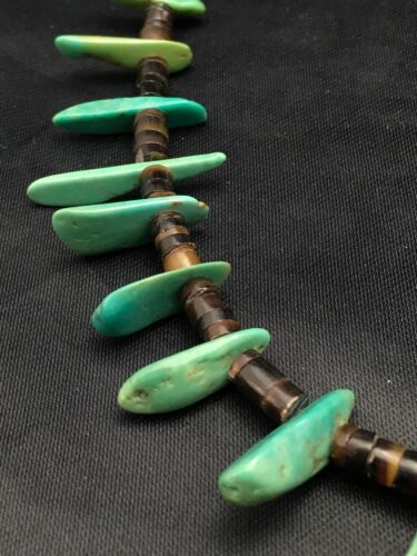 Navajo Green Turquoise & Bone Bead Necklace | Sterling Silver | 20" | Authentic Native American Handmade | 3282