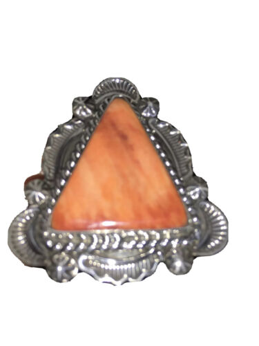 Native American Men's Navajo Red Spiny Oyster Ring | Sterling Silver | Sz 7.5 | 01809