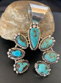 Navajo Southwestern Spiderweb Turquoise Pendant | Authentic Native American Sterling Silver | Naja | 2223