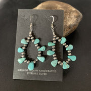 Navajo Blue Cluster Turquoise Bead Earrings | Sterling Silver | Authentic Native American Handmade | 13327