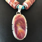 Navajo Sterling Silver Turquoise Spiny Oyster Bead Necklace Pendant | Southwestern Native American