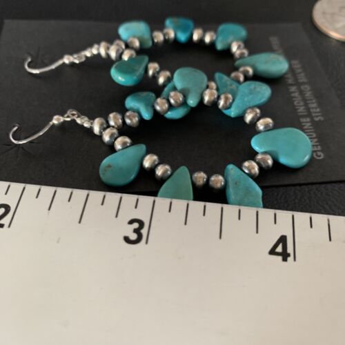 Navajo Blue Cluster Turquoise Bead Earrings | Sterling Silver | Authentic Native American Handmade | 13328