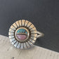 Southwestern Women's Navajo Blue Turquoise Pink Coral Inlay Ring | Sz 7 | 11168