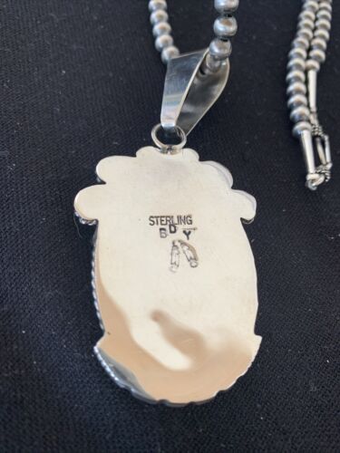 Native American Men's Navajo Pearls Necklace Pendant | Sterling Silver Blue Lapis | 1538