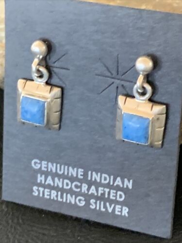 Denim Lapis Lazuli Dangle Post Earrings | Sterling Silver | 0.50" | 12712