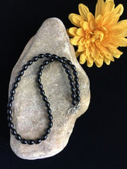 Navajo Black Onyx Necklace | Sterling Silver | 17" | Authentic Native American Handmade | 10030