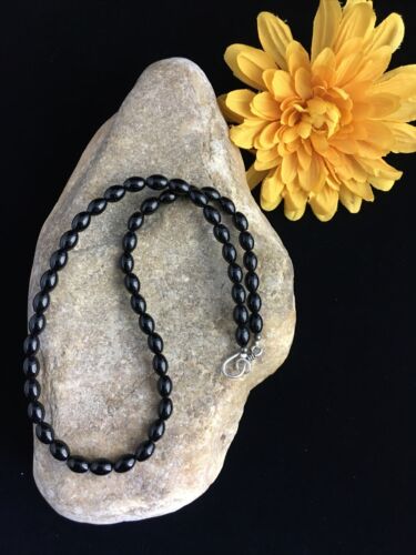 Navajo Black Onyx Necklace | Sterling Silver | 17" | Authentic Native American Handmade | 10030