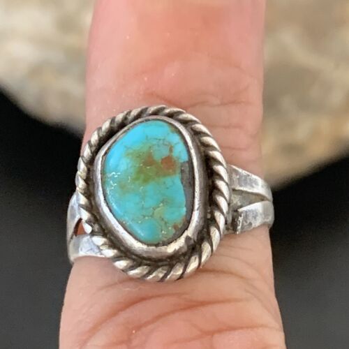 Navajo Blue Turquoise Ring | Sterling Silver | Sz 5 | Authentic Native American Handmade | 10362