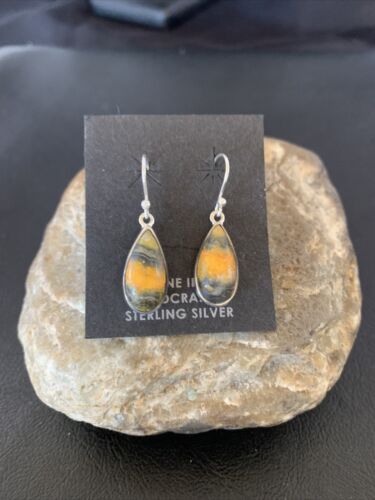 Native American Navajo Bumblebee Jasper Earrings Set | Sterling Silver | Handmade | 1560