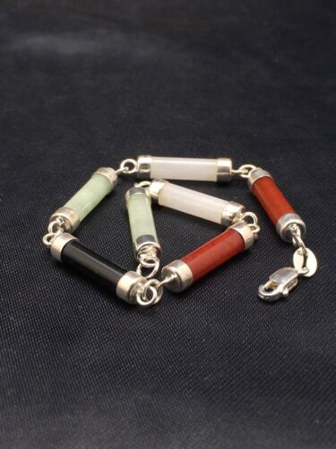 Navajo Turquoise Tube Link Bracelet | Sterling Silver | Authentic Native American Handmade | 4032