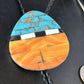 Men's Santo Domingo Bolo Tie | Turquoise Spiny Oyster | Sterling Silver Tips | Native American Handmade | 14632