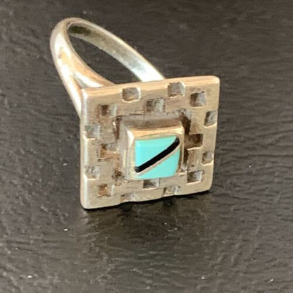 Native American Women's Navajo Blue Kingman Turquoise Inlay Ring | Sz 7 | 13173