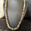 Navajo Turquoise & Red Spiny Oyster Necklace | Sterling Silver | Authentic Native American | 32" | 14381