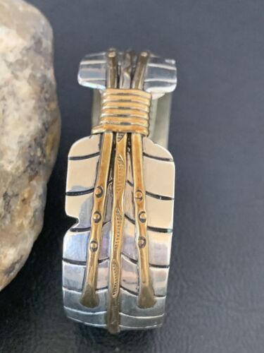 Navajo Sterling Silver Gold Filled Cuff Bracelet | Authentic Native American Handmade | 1577