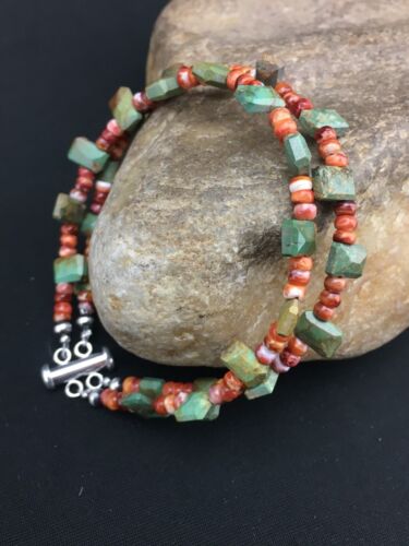 Native American Navajo Spiny Oyster Turquoise Beaded Bracelet | Sterling Silver | 1265
