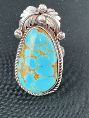 Native American Navajo Spiderweb Turquoise Ring | Sterling Silver | Sz 9 | 285