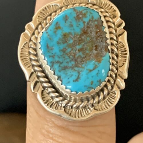 Navajo Blue Kingman Turquoise Ring | Sterling Silver | Sz 7 | Authentic Native American Handmade | 12957
