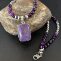 Navajo Pearl Purple Mojave Turquoise Onyx Pendant Necklace | Sterling Silver | Native American Handmade | 13402
