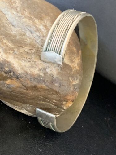 Navajo Sterling Silver Stamped Cuff Bracelet | Authentic Native American Handmade | 13675 - Masha USA