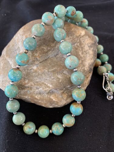 Native American Navajo Pearls Royston Turquoise Necklace | Sterling Silver | 20" | 1379