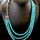 Navajo Sterling Silver Necklace | Native American Blue Turquoise Bead | Stabilized | 3390