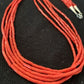 Red Stabilized Coral Heishi Necklace | 5-Strands | Sterling Silver | 20" | Authentic Native American Handmade | 00761