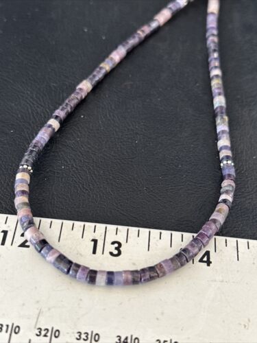 Navajo Sugilite Tube Heishi Necklace | Sterling Silver | 20" | Authentic Native American Handmade | 14517