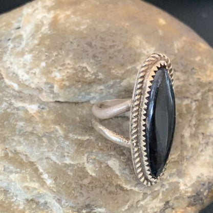 Navajo Black Onyx Ring | Sterling Silver | Sz 6 | Authentic Native American Handmade | 11954