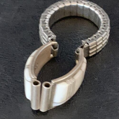Navajo Sterling Silver Watch Tips with Pink Mother of Pearl Inlay Band | Authentic Native American Jewelry | 13693