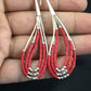 Liquid Silver Heishi Dangle Earrings | Apple Sponge Coral | Sterling Silver | 2.25" | 1981