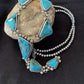 Navajo Lariat Necklace | Spiderweb Turquoise Pendant | Sterling Silver Navajo Pearls | 1187
