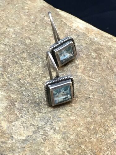 Navajo Blue Topaz Earrings | Sterling Silver | Authentic Native American Handmade | 8989