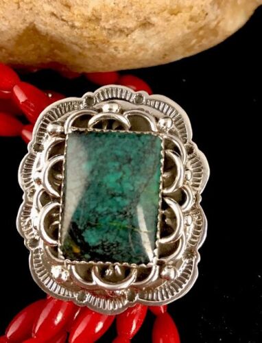 Navajo Spiderweb Turquoise Sterling Silver Men's Ring | Sz 11 Signed | Southwestern Native American | 3463