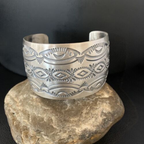 Navajo Stamped Cuff Bracelet | Sterling Silver | Authentic Native American Handmade | 14124