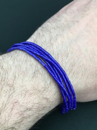 Navajo Blue Stabilized Lapis Liquid Heishi Bracelet | Sterling Silver | 8" 5-Strand | 13600