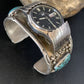 Navajo Sterling Silver Bracelet with Blue Kingman Turquoise | Men's Automatic Seiko Watch Cuff | Authentic Native American Jewelry | 12168