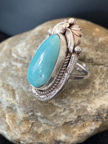 Native American Men's Navajo Blue Royston Turquoise Ring | Sterling Silver | Sz 9 | 674