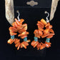 Navajo Orange Coral Turquoise Earrings Set | Sterling Silver | Authentic Native American Handmade | 1776