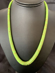 Authentic Native American Santo Domingo Green Gaspeite Necklace | Sterling Silver | 20" | 10459