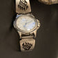 Authentic Native American Hopi Sterling Silver Watch Tips Band | Bear Paw Design | Vintage Men's Jewelry | Old Pawn | 1446