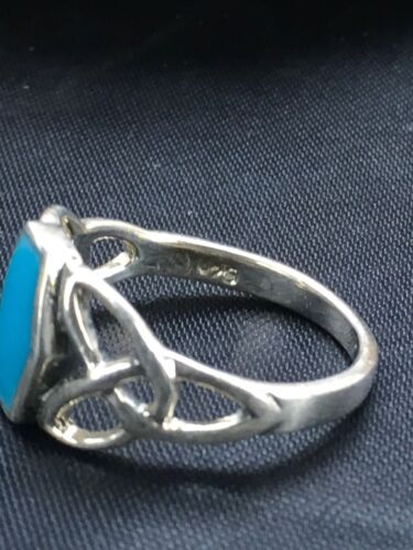 Native American Navajo Blue Turquoise Ring | Sterling Silver | Sz 6.75 | 2951 - Masha USA