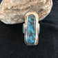 Native American Navajo Handmade Blue Turquoise Ring | Sterling Silver | Sz 8