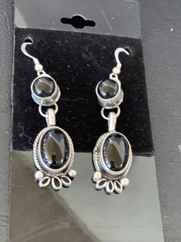 Navajo Pearls Black Onyx Squash Blossom Necklace | Sterling Silver | Authentic Native American Handmade | 12724