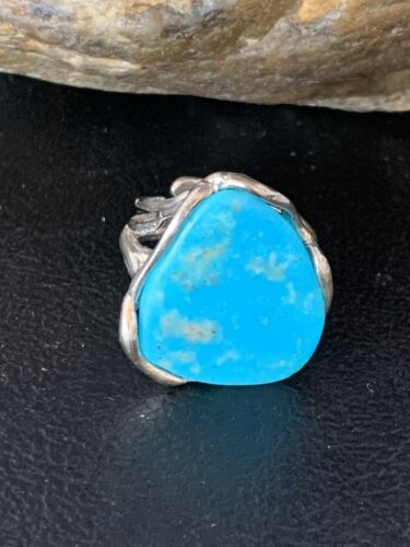Navajo Blue Kingman Turquoise Ring | Sterling Silver Adjustable Wire | Sz 8 | 13536 - Masha USA